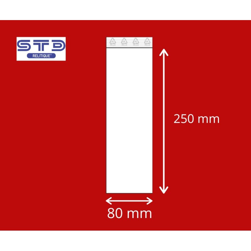 Sachet ZIP 80 x 250 mm 50 microns par 1000