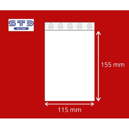 Sachet ZIP 115 x 155 mm 50 microns par 1000