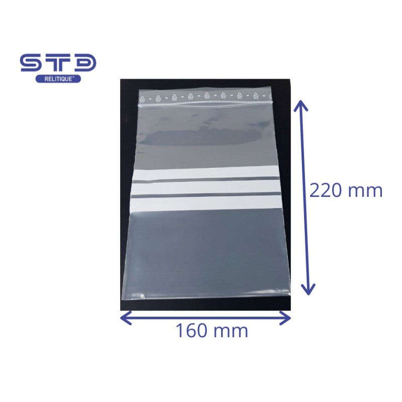 Sachet ZIP Bandes 160 x 220 mm PE 50 microns par 1000