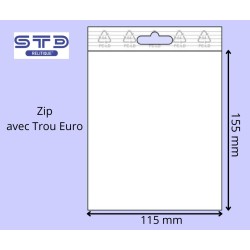 Sachet ZIP trou EURO 115x155 mm 50 microns par 1000