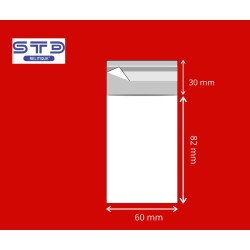 Sachet avec Rabat Adhésif  60 x 82 mm OPP 30 Microns par 1000