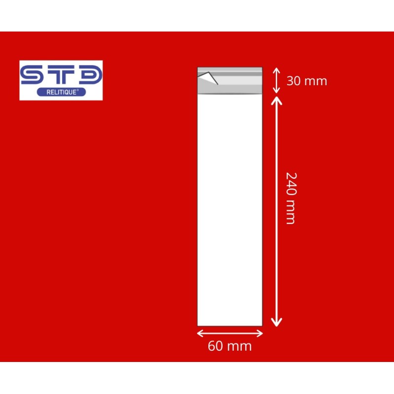 Sachet avec Rabat Adhésif 60 x 240 mm OPP 30 microns par 1000