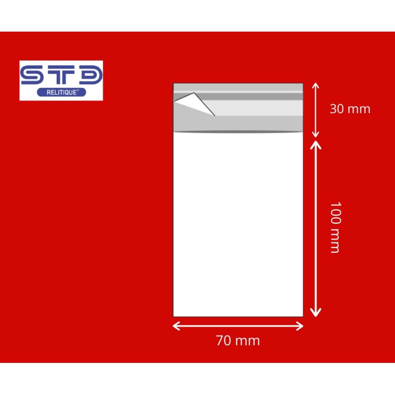 Sachet avec Rabat Adhésif  70 x 100 mm OPP 30 microns par 1000