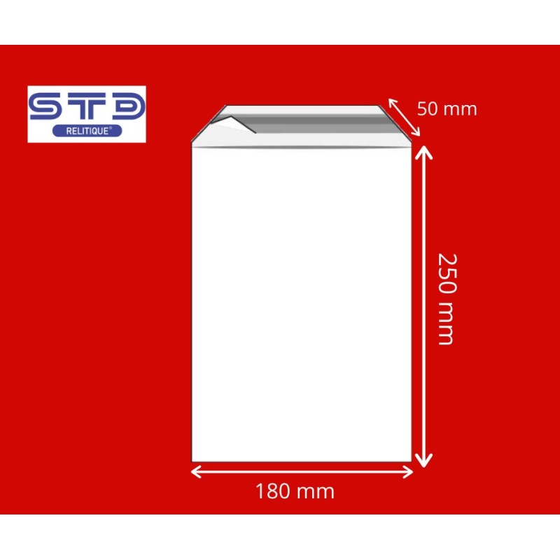 SACHET AVEC BANDE ADHESIVE 180 x 250 mm 35 microns PAR 1000