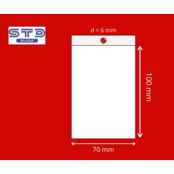 Sachet ZIP trou Rond 70 x 100 mm PP 50 microns par 1000