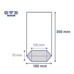 SACHET Transparent avec Fond 180 x 300 mm PAR 1000