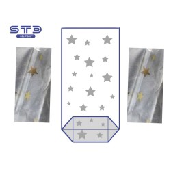 SACHET Transparent Décor Etoiles Or 145 x 235 mm PAR 1000