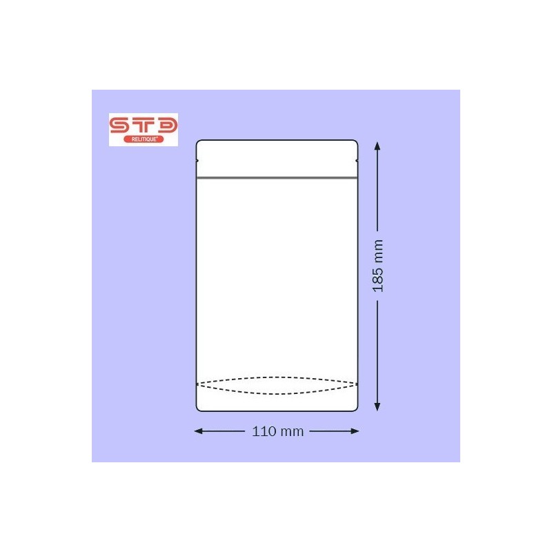 SACHET Transparent OPP Ouverture ZIP et Thermoscellable 110 x 185 mm par 1000