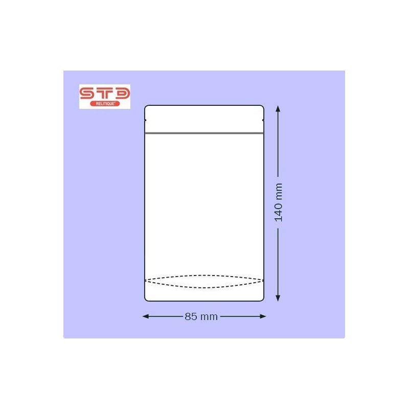 SACHET Transparent PET/PE Ouverture ZIP et Thermoscellable 85 x 140 mm par 1000