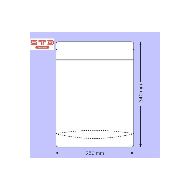 SACHET Transparent PET/PE Ouverture ZIP et Thermoscellable 250 x 340 mm/1000