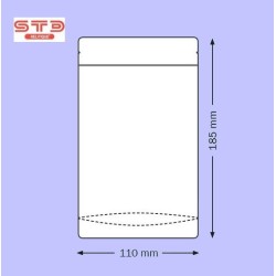 SACHET PET/PE/ALU BLANC Ouverture ZIP et Thermoscellable 110 x 185 mm/1000