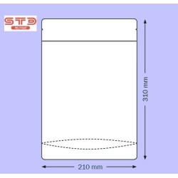SACHET PET/PE/ALU BLANC Ouverture ZIP et Thermoscellable 210 x 310 mm/1000