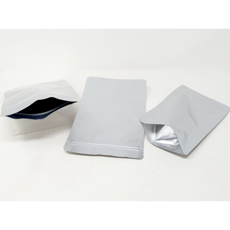 SACHET PET/PE/ALU ARGENT Ouverture ZIP et Thermoscellable 130 x 225 mm PAR 1000