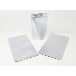 SACHET PET/PE/ALU ARGENT Ouverture ZIP et Thermoscellable 130 x 225 mm PAR 1000