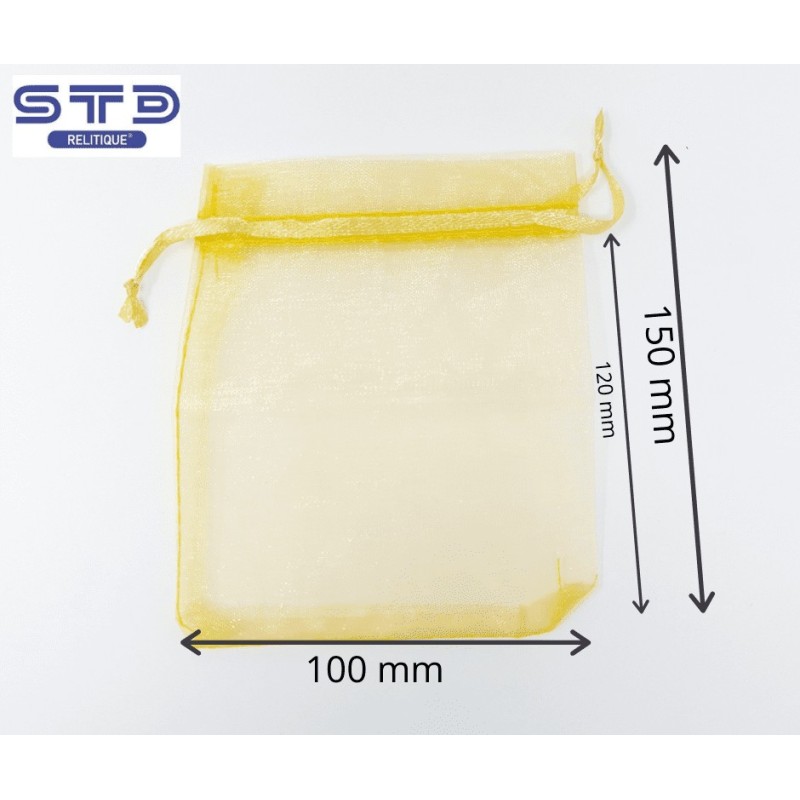 Sac Cadeau TISSUS ORGANZA JAUNE 100 x 150 mm PAR 50