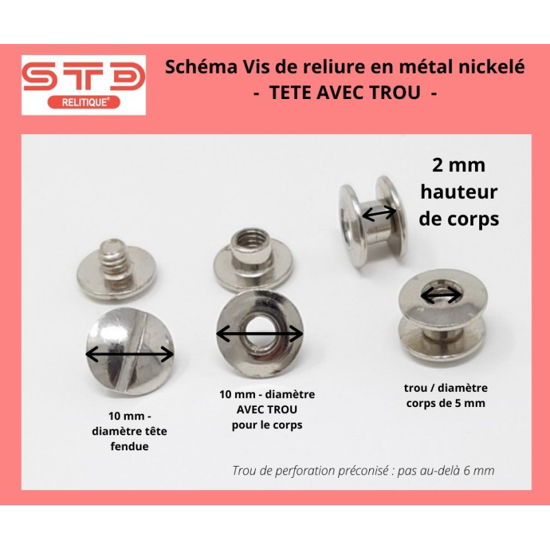 VIS NICKELEE A RELIURE 2 MM PAR 100