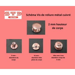 VIS DE RELIURE CUIVREE 2 MM PAR 100