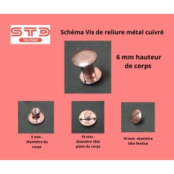 VIS DE RELIURE CUIVREE 6 MM PAR 100