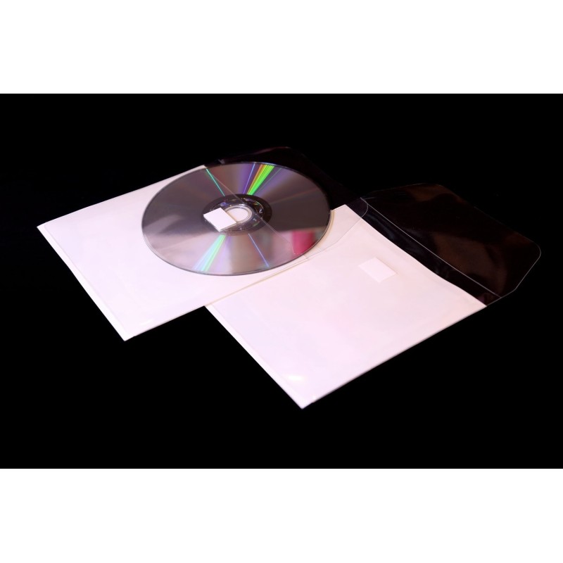 Pochettes adhésives avec rabat repositonnable pour CD-DVD transparente