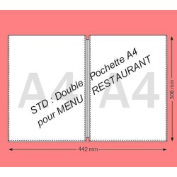 Lot de 3 porte-menus transparents format A4 double face, 4 pages SE