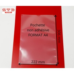 POCHETTE A4 NON ADHESIVE- 222 x 306 MM - OUVERTURE PETIT COTE PAR 100