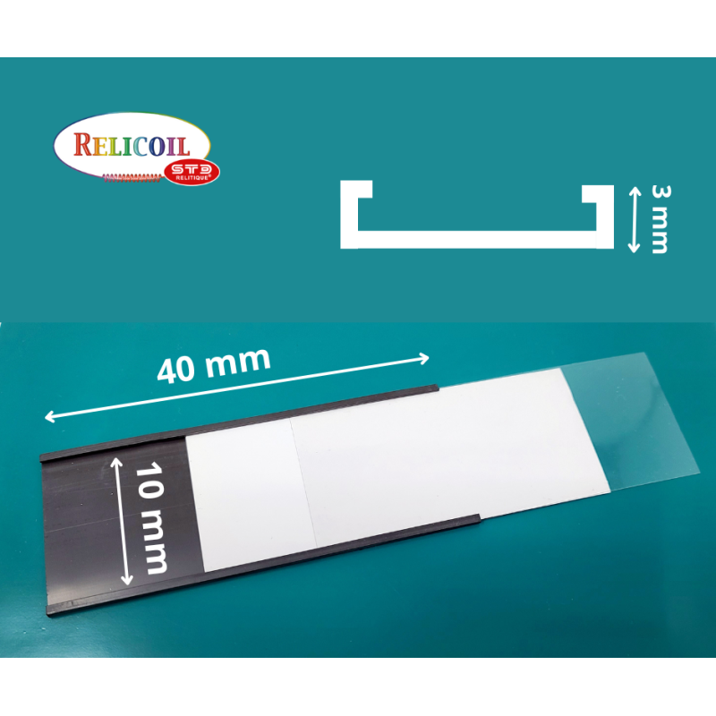 Porte-étiquette profil C magnétique  hauteur 10 mm par 100