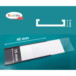 Porte-étiquette profil C magnétique hauteur 15 mm par 100