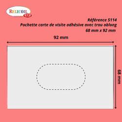 6850 -POCHETTE ADHESIVE CARTE DE VISITE 68 X 92 TROU OBLONG PAR 100