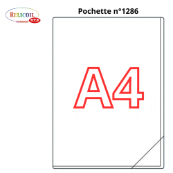 1286 - A4 POCHETTE ADHESIVE QUICKLOAD OUVERTURE 2 COTES - 220 x 305 MM + POCHE COIN PAR 25