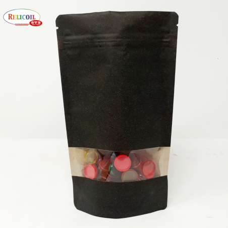 SACHET KRAFT NOIR A FENETRE Ouverture ZIP et Thermoscellable PAR 1000