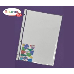 POCHETTE PERFOREE BANDE BLANCHE POUR A4 NON ADHESIVE PAR 50