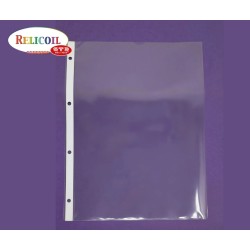 POCHETTE PERFOREE BANDE BLANCHE POUR A4 NON ADHESIVE PAR 50