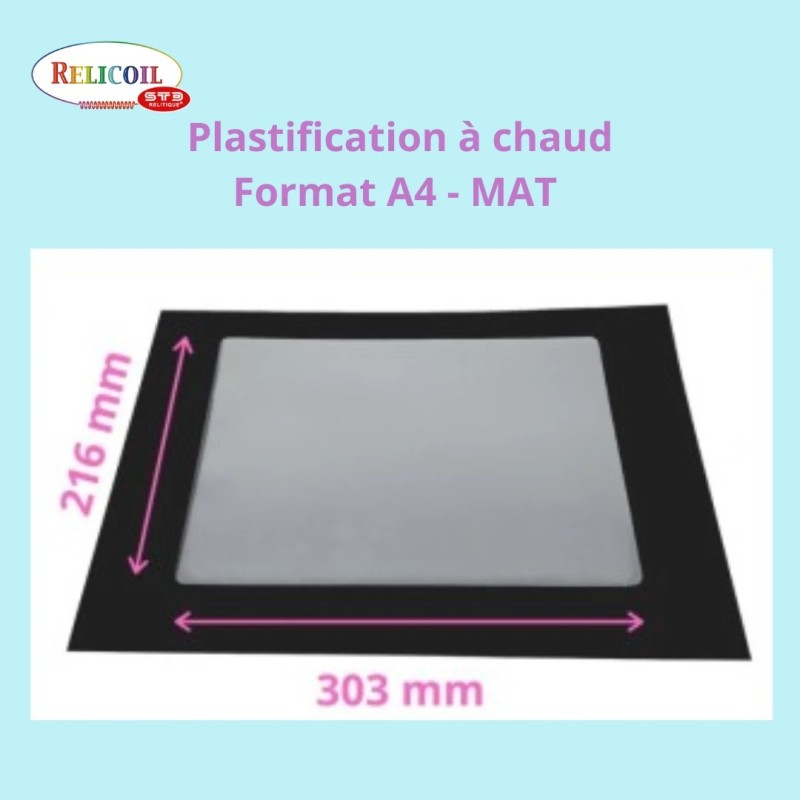 Pochette de plastification A4 face MAT Boîte de 100 Pochette de plastification A4 face MAT Boîte de 100