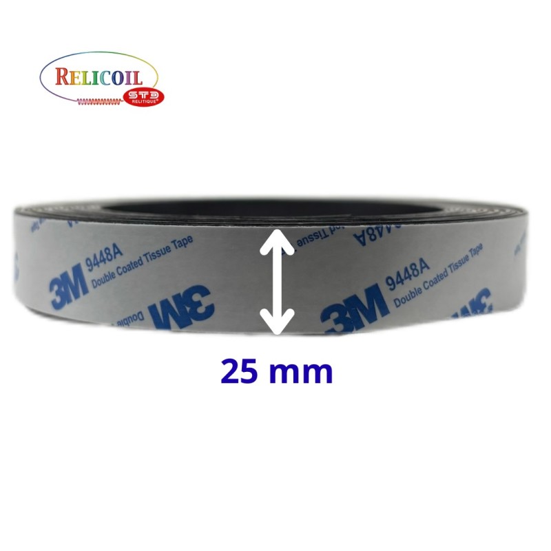 Aimant anisotrope force 80g/cm2 largeur 25mm Epaisseur 1mm rouleau adhésif 30m