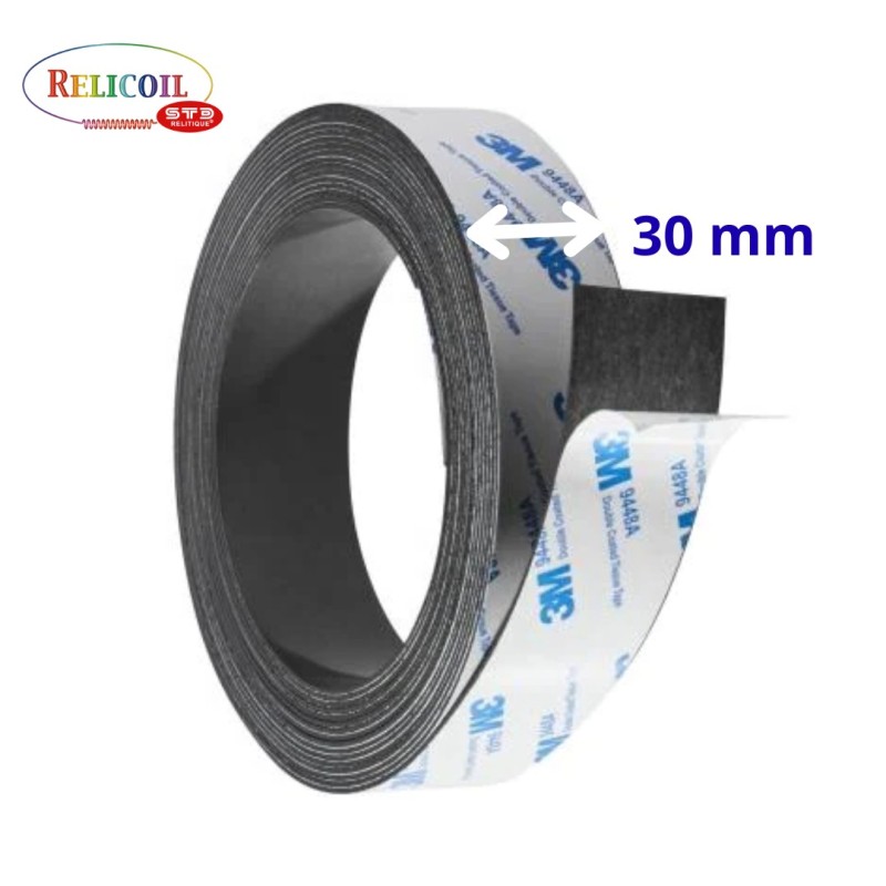 Aimant anisotrope force 80g/cm2 largeur 30mm Epaisseur 1mm rouleau adhésif 30m