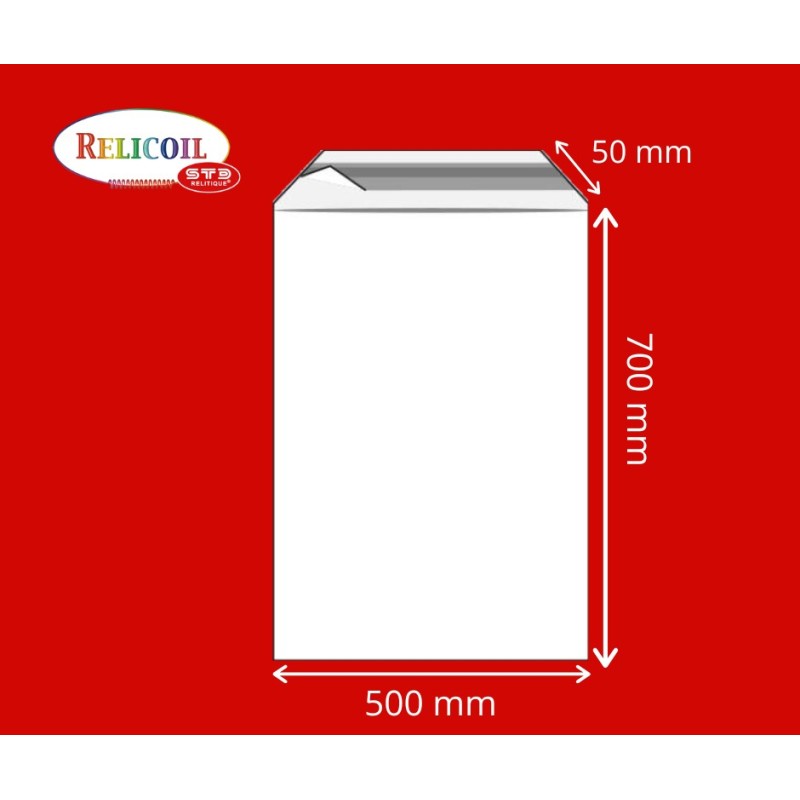 SACHET AVEC BANDE ADHESIVE 500 x 700 mm PE 50 microns par 100