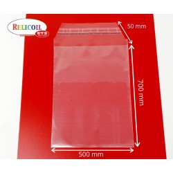 SACHET AVEC BANDE ADHESIVE 500 x 700 mm PE 50 microns par 100