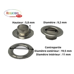 Œillet métallique pour bâche diamètre 9 mm par 500