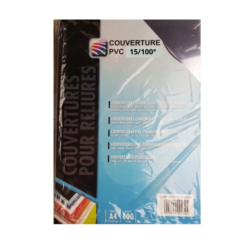 Couverture PVC cristal 15/100eme A4