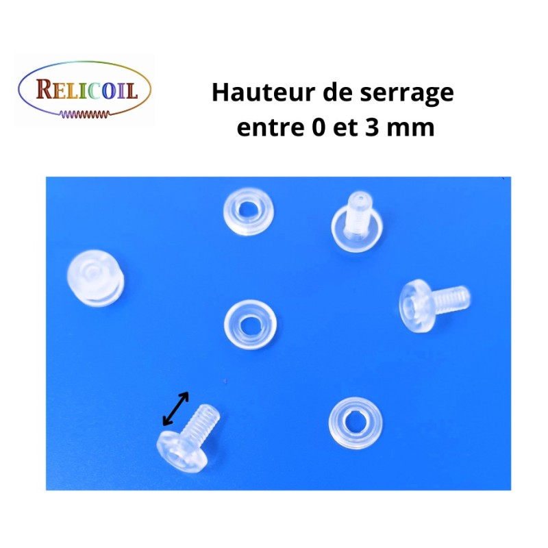 Rivet plastique 0-3 mm avec trou a visser par 1000