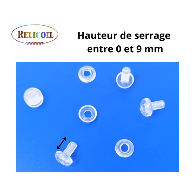 Rivet plastique 0-9 mm avec trou a visser par 1000