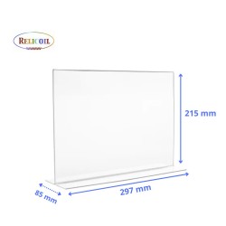 CHEVALET PLASTIQUE DROIT TRANSPARENT A4 Paysage