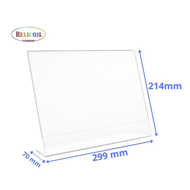 CHEVALET PLASTIQUE TRANSPARENT Incliné A4 Paysage