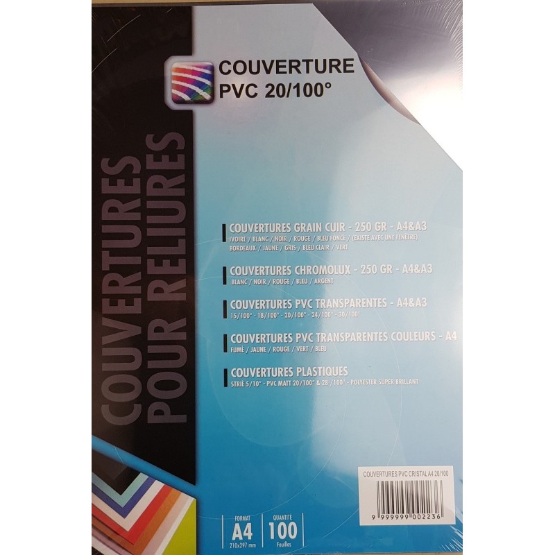 Couverture PVC cristal 20/100eme A4