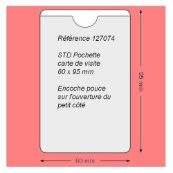 127074 - CARTE DE VISITE PETIT COTE 60 X 95 MM AVEC ENCOCHE POUCE PAR 200