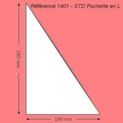 1401 - POCHETTE COIN ADHESIVE EN L 150 X 100 MM  FERME A GAUCHE PAR 100