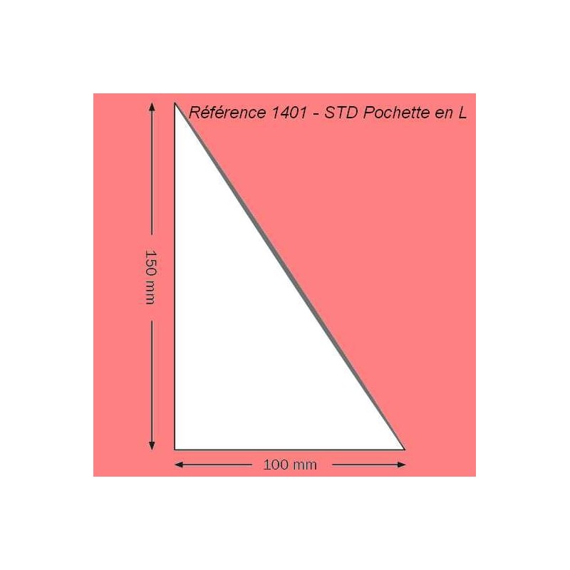 1401 - POCHETTE COIN ADHESIVE EN L 150 X 100 MM  FERME A GAUCHE PAR 100