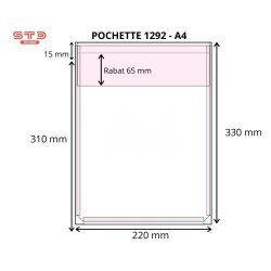 1292 - A4  A SOUFFLET + RABAT - POCHETTE ADHESIVE PAR 20