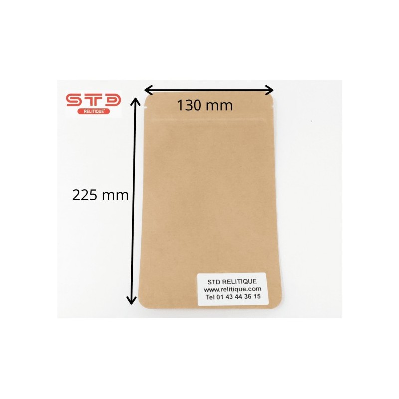 SACHET KRAFT Ouverture ZIP et Thermoscellable 130 x 225 mm PAR 1000