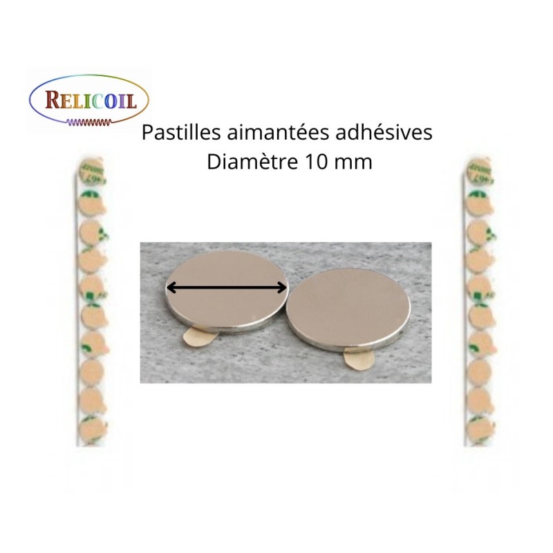 Pastilles aimantées adhésives diamètre 10mm par 100 AIMANTS